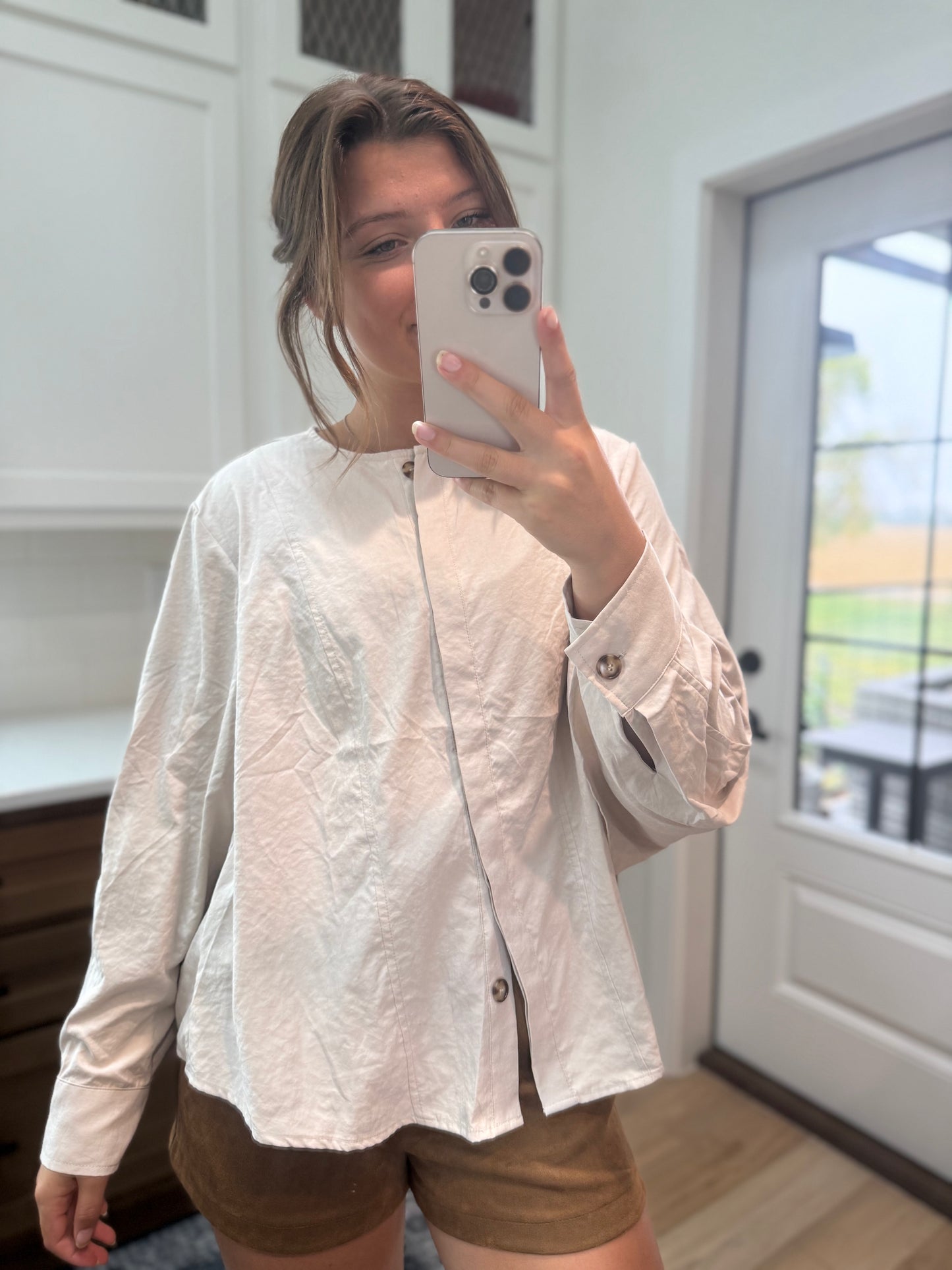 The Tan Button Up Scarf