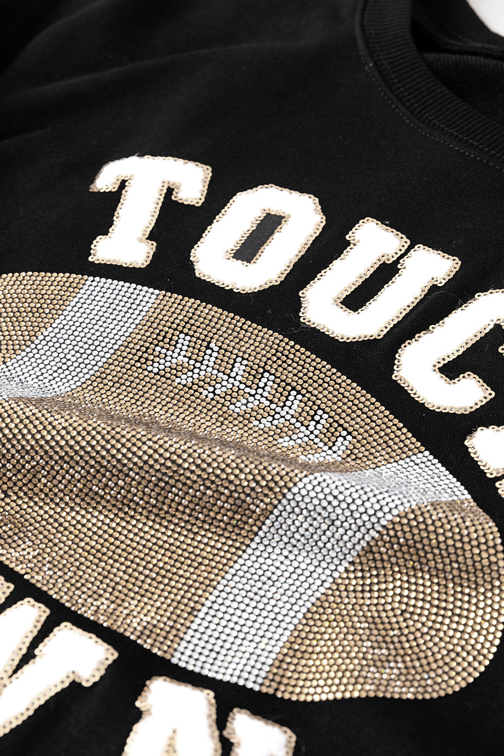 Black TOUCH DOWN Football Graphic Pullover Sweatshirt