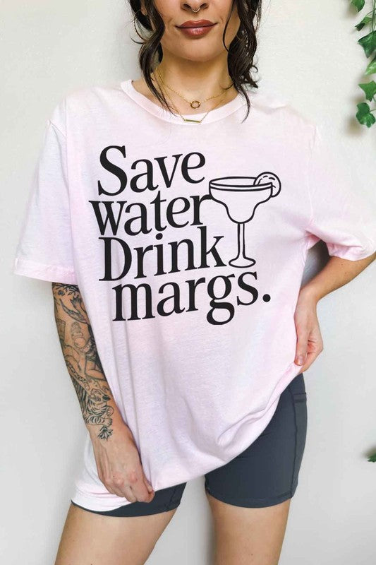 SAVE WATER DRINK MARGS OVERSIZED GRAPHIC TEE