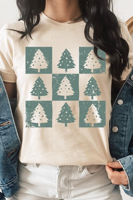 Checkered Christmas Tree Graphic Tee