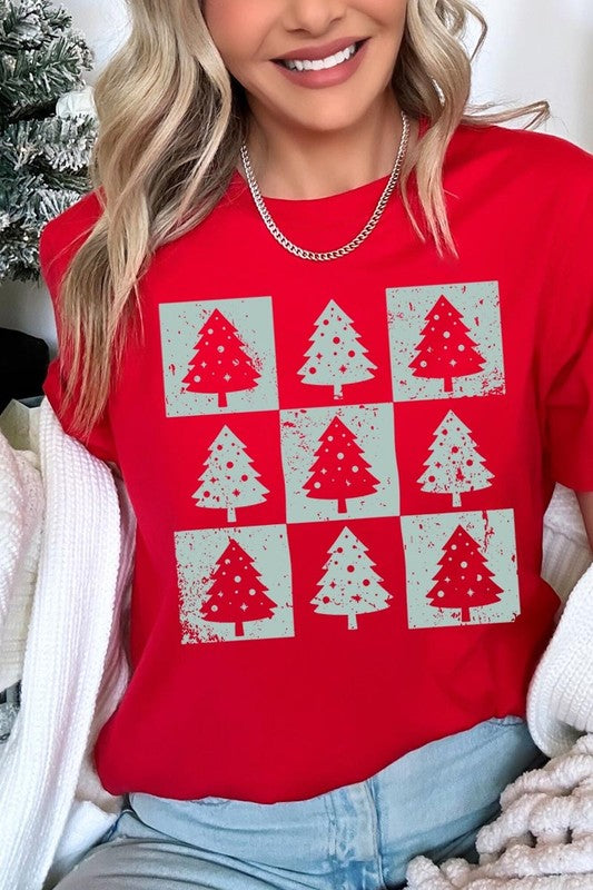 Checkered Christmas Tree Graphic Tee