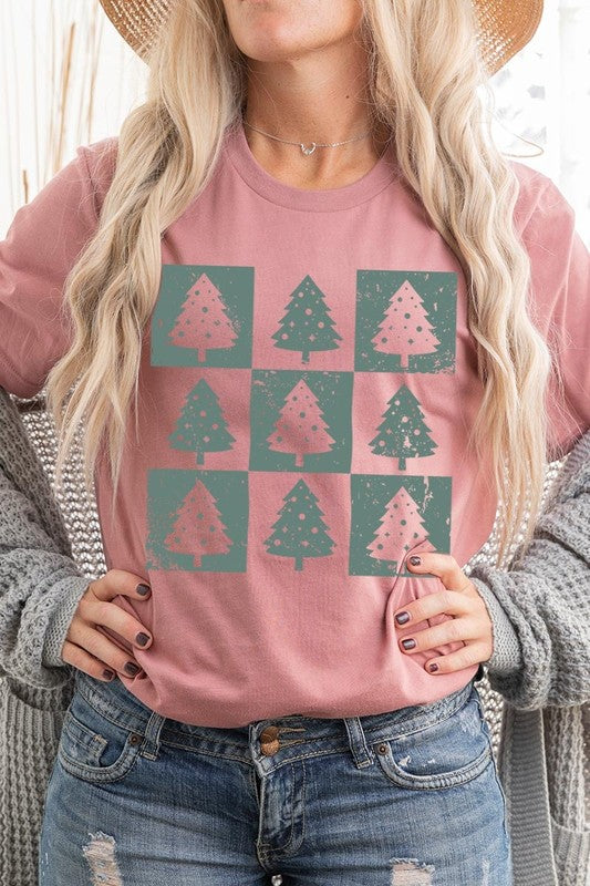 Checkered Christmas Tree Graphic Tee