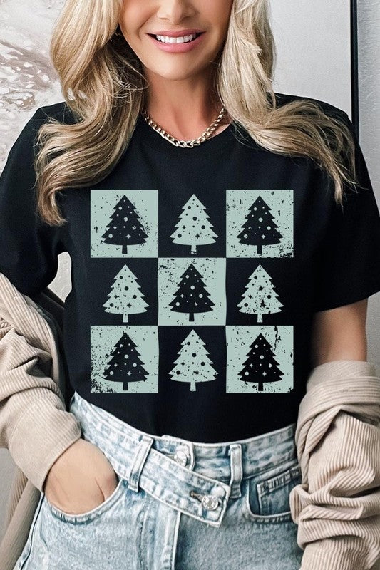 Checkered Christmas Tree Graphic Tee