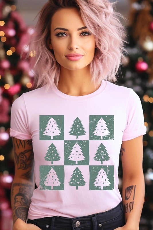 Checkered Christmas Tree Graphic Tee