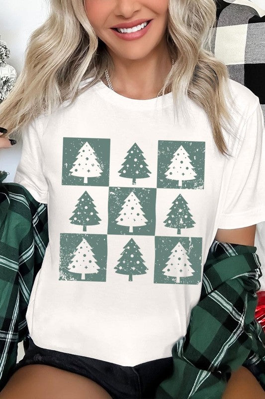 Checkered Christmas Tree Graphic Tee