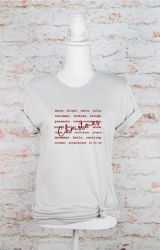 Christmas Words Boutique Tee