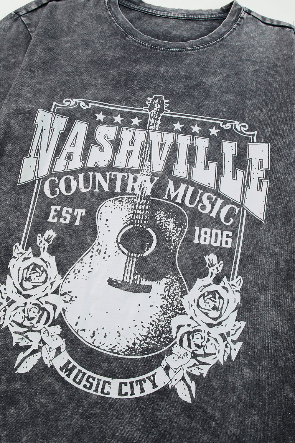 Gray Nashville Music City Graphic Mineral Washed Tee