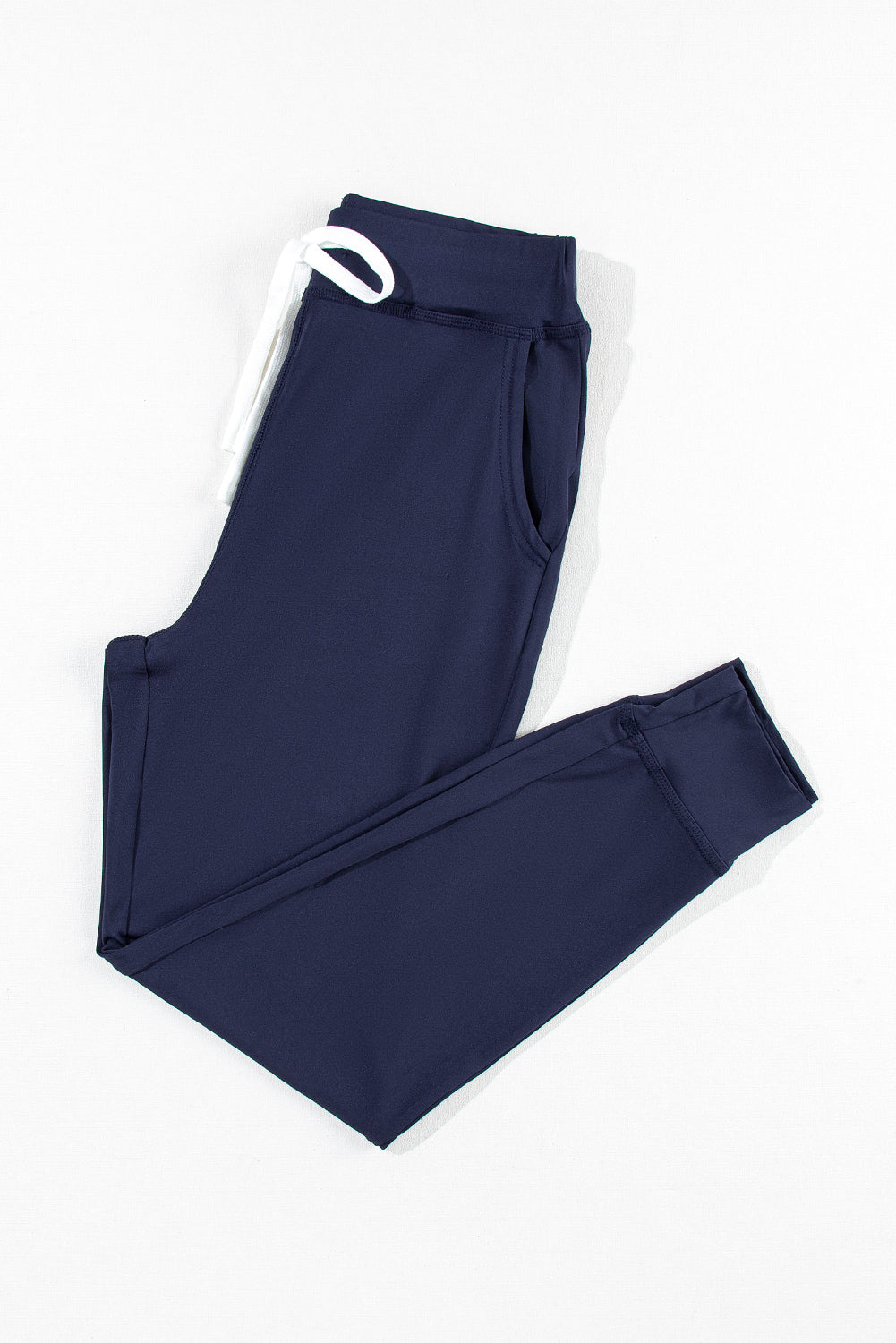 Navy Blue Drawstring Waist Pocketed Joggers