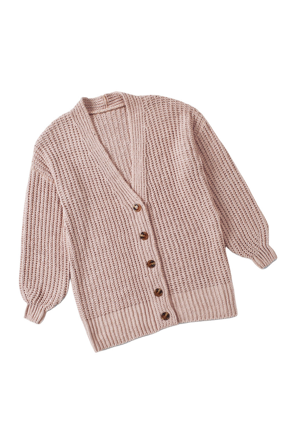 Khaki Buttoned Front Drop Shoulder Knitted Cardigan