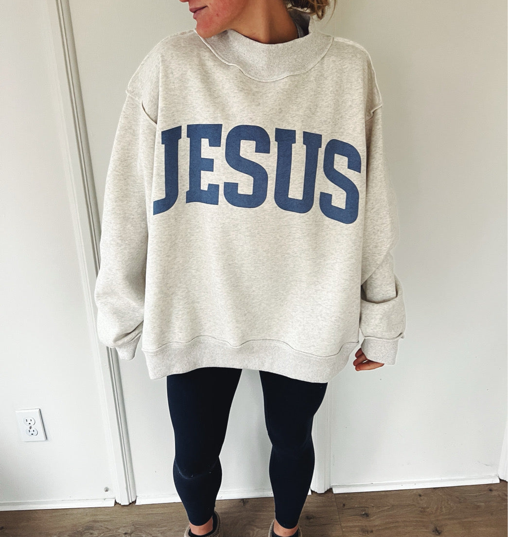 Reversible Jesus & God is Good Mockneck Oversized