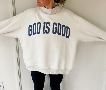 Reversible Jesus & God is Good Mockneck Oversized