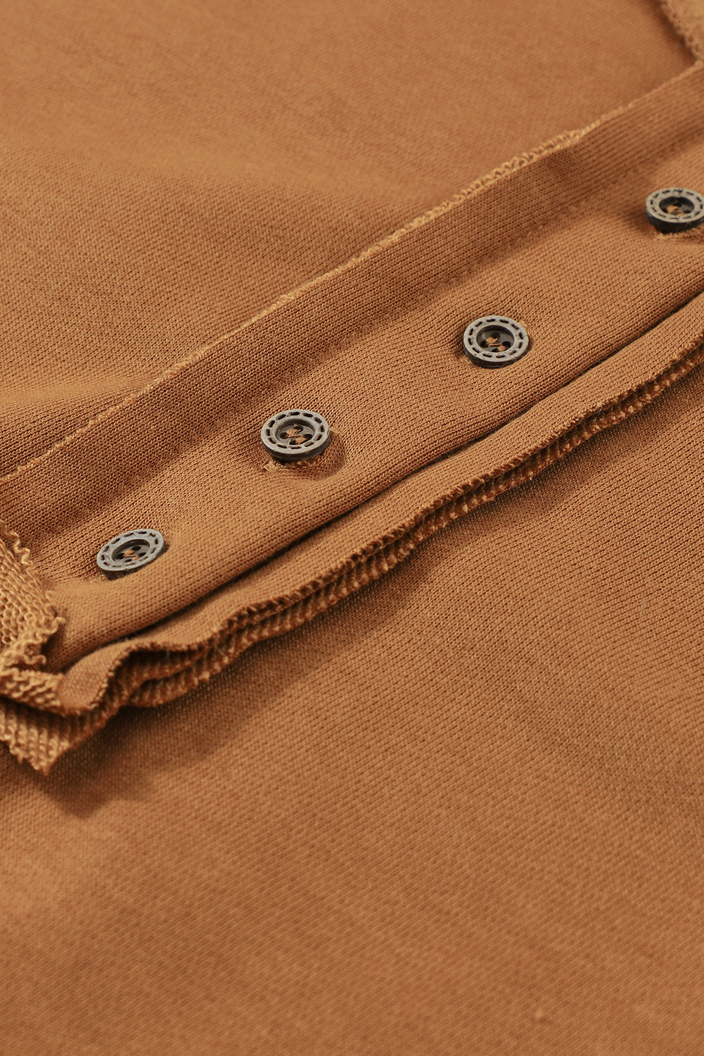 Chestnut Drop Shoulder Henley Buttons Sweatshirt