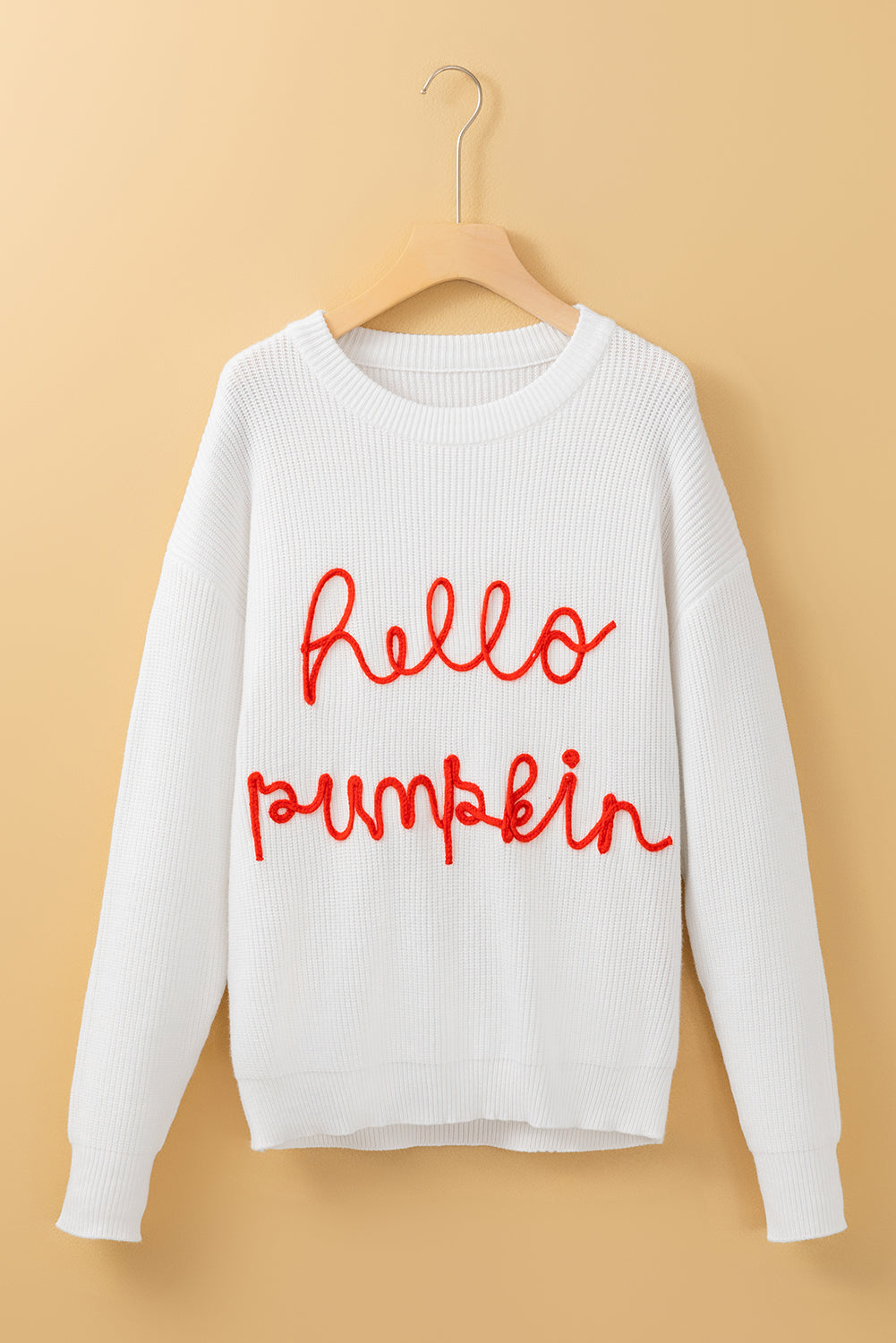 White Hello Pumpkin Graphic Sweater